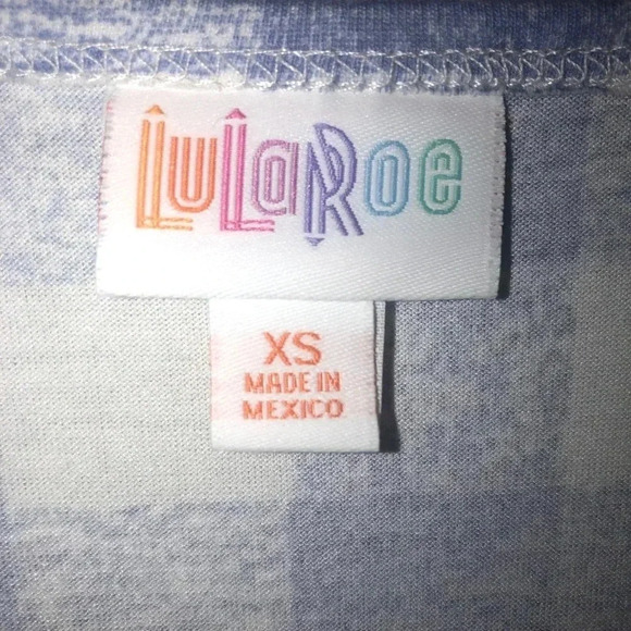 Lularoe Lannae top-blue/white checkered-sz xsm - Picture 3 of 3